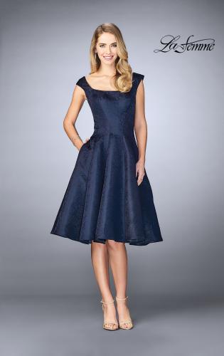 Blue Empire Waist Tea Length Mother of the Bride Dresses Blue